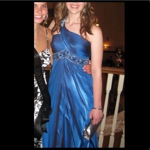 Blue one strap prom dress